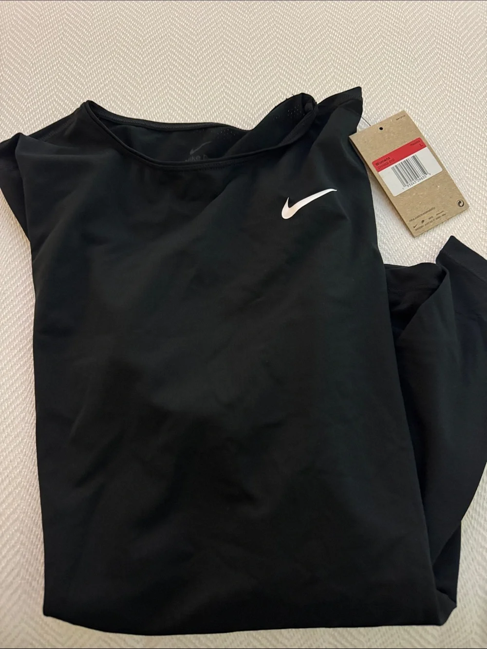 Nike Black Long Sleeve Top with White Swoosh